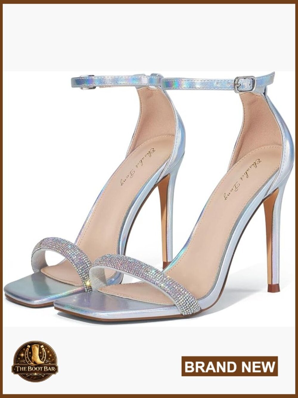 Stiletto Heels Square Open Toe Ankle Strap High Heeled Sandals 4 Inch - Picture 1 of 7